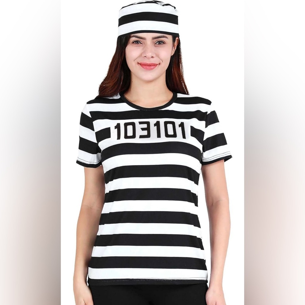 Prisoner Costume (Hat and Shirt)